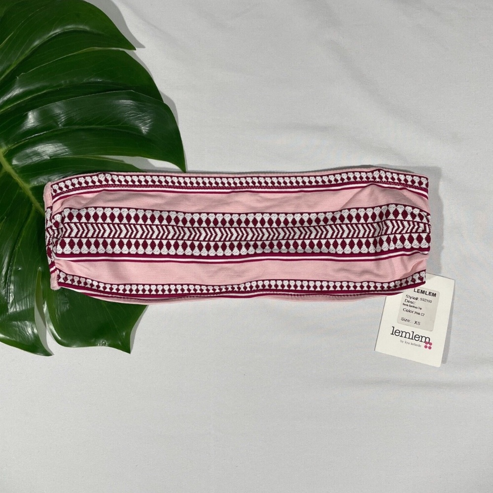 NWD LemLem [ XS ] Neela Bandeau Bikini Top‎ Pink -MISSING FRONT TIE